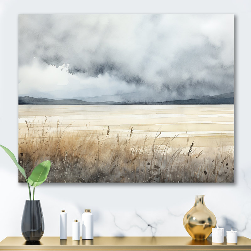 Beige tempête charme II sur toile, H 30 po x l 40 po x P 1,5 po, Toile tendue