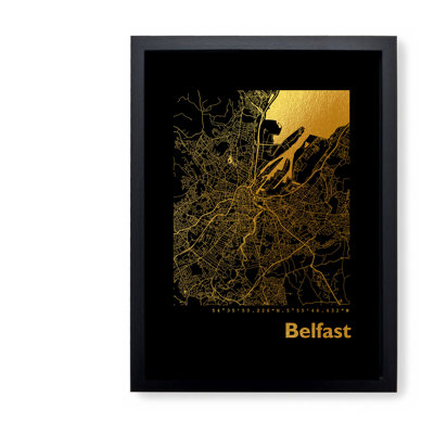 Belfast Map - Single Picture Frame Print