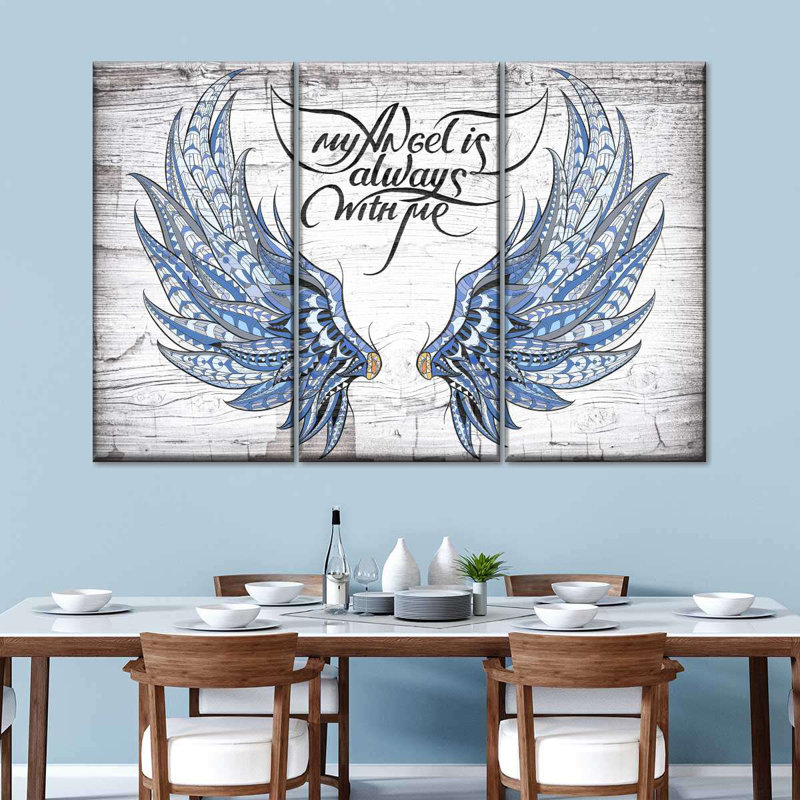 «My Angel Is Always With Me On Canvas», ensemble de 3 pièces, H 24 po x l 38 po x P 1,25 po