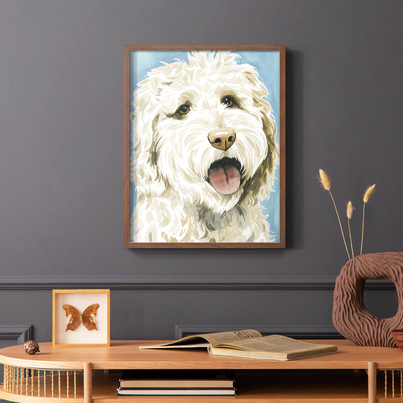 Labradoodle II, reproduction encadrée - bois massif, Brun, H 20 po x l 16 po