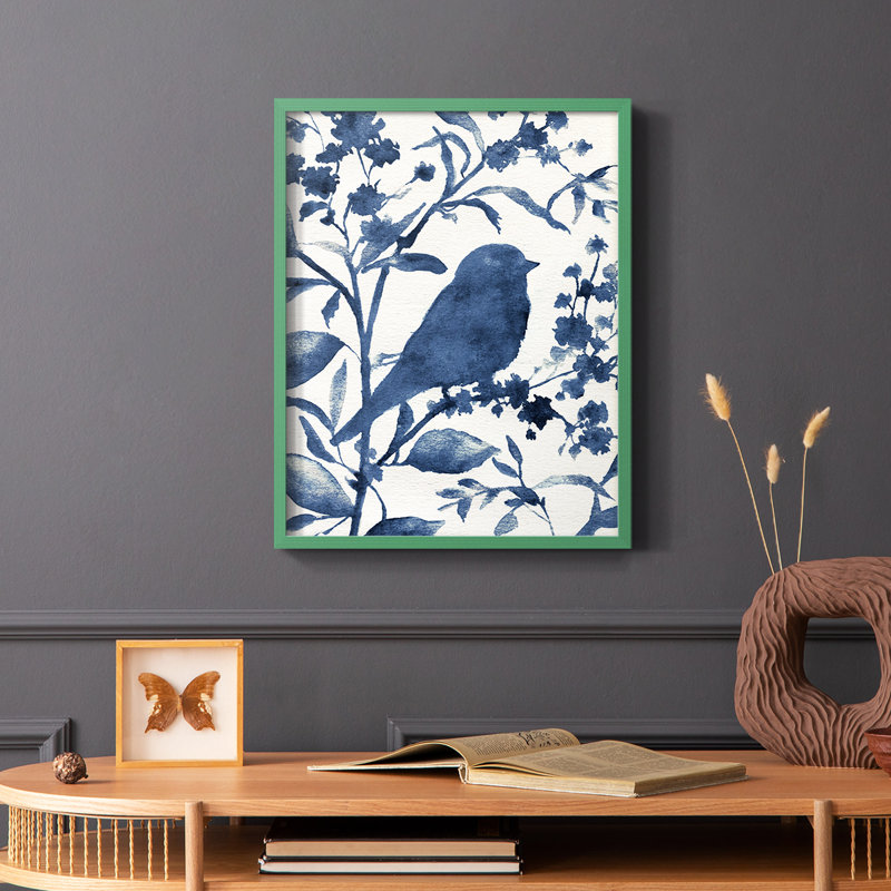 Bluebird Silhouette I, reproduction encadrée - bois massif, Vert, H 10 po x l 8 po