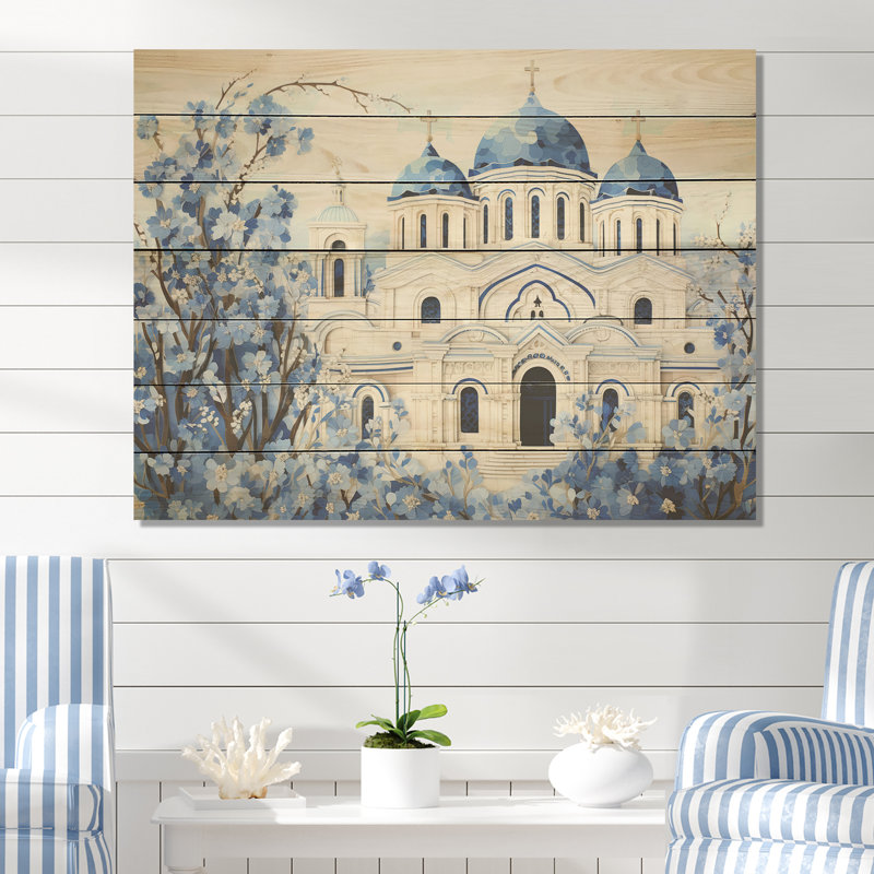 Coastal Orthodox Church In Grèce IV - Grèce sur impression sur bois, H 10 po x l 20 po