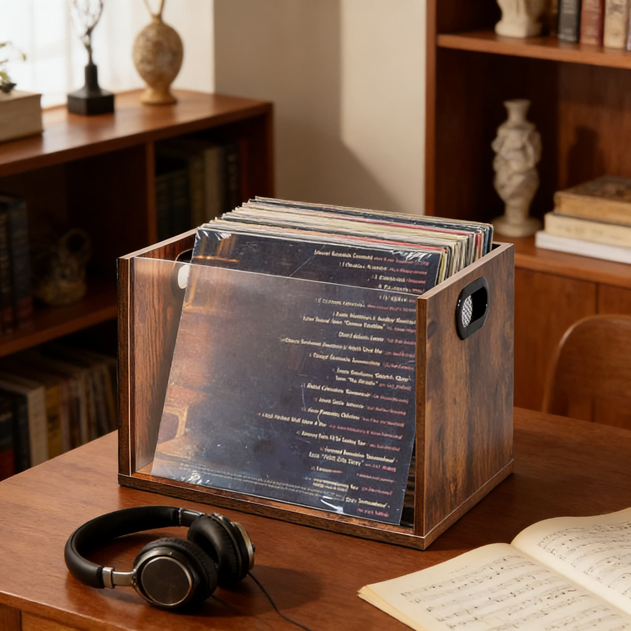 Storage For Paperbacks 17 Stories Front Record Storage Crate With Handle - Holds Up To 60 Lps ...