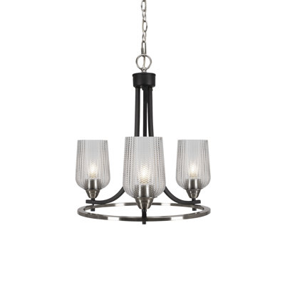 Lustre 3 lumières avec verre texturé transparent Paramount