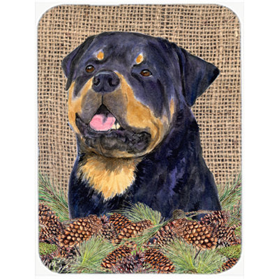 Planche à découper en verre Winston Porter Rottweiler and Pine Cone