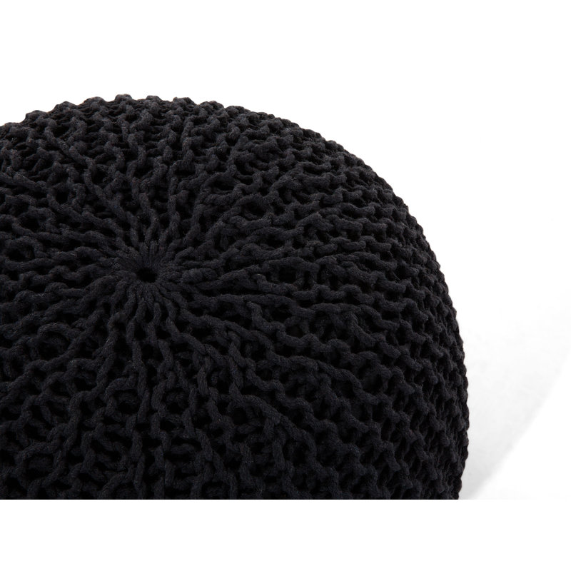 Bentall 40cm Wide Round Solid Colour Pouffe Ottoman, Black