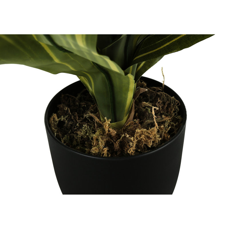 Plante artificielle de 17 po de hauteur avec des feuilles de verdure en pot noir pour un décor intérieur réaliste de 4 po
