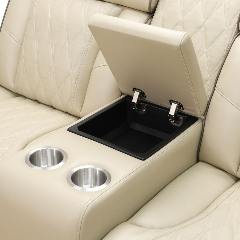 Ensemble de salon inclinable électrique en similicuir Mimbres avec causeuse console, éclairage à DEL et ports USB, 3 pièces