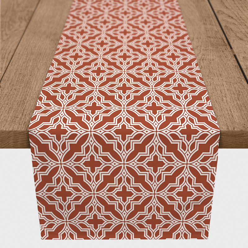 Chemin de table Hovig Geo, 72 po x 16 po, Rouille, Geometric 1