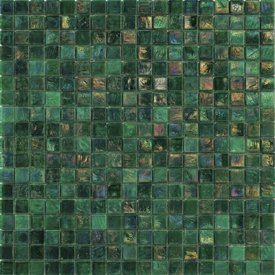 Fern 4 5/8" x 5/8" Iridescent Glass Mosaic