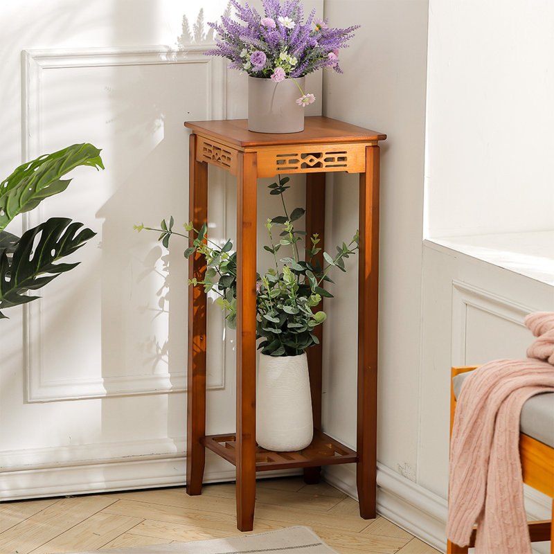 Mericle Solid Wood Plant Stand 2 Tier