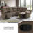 3-Piece Stripe Fabric Manual Reclining Curved Sectional With Storage Console And Cup Holders-1349969233