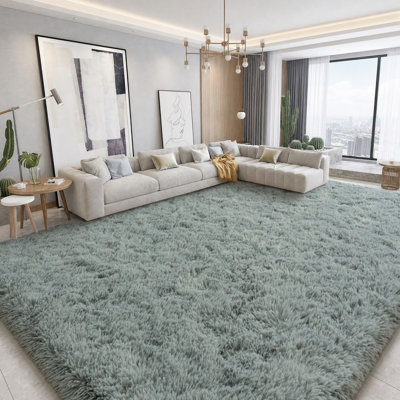 Solid Rug Soft Fluffy Light Grey Indoor Area Rug for Living Room Bedroom Nursery Kids Room