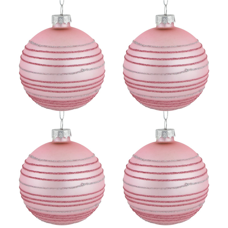 3'' Striped Glass Ball Ornament