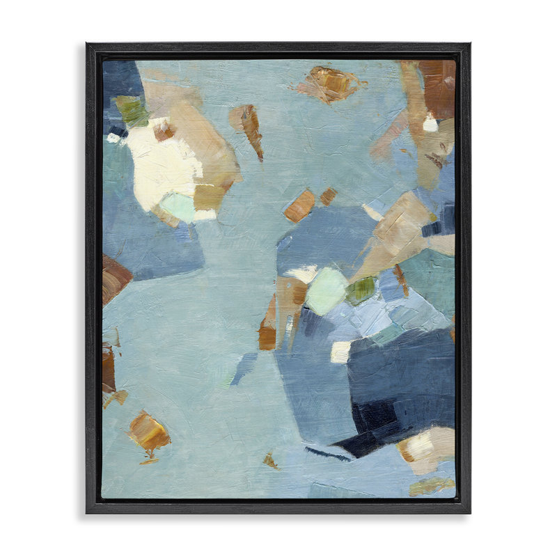 Cadre flottant Blue Moon Organic Abstraction, design par Suzanne Nicoll, Cadre flottant noir de jais, H 21 po x l 17 po