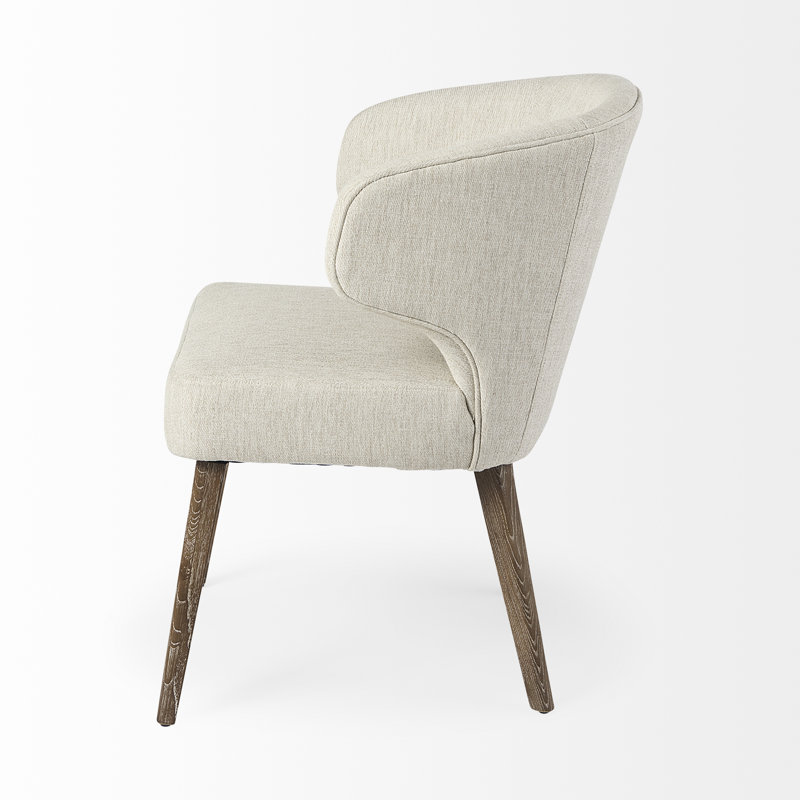 Niles Upholstered Dining Chair, Cream, Medium Brown