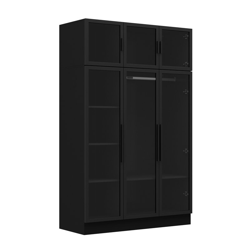 Armoire 6 portes avec armoire, Noir