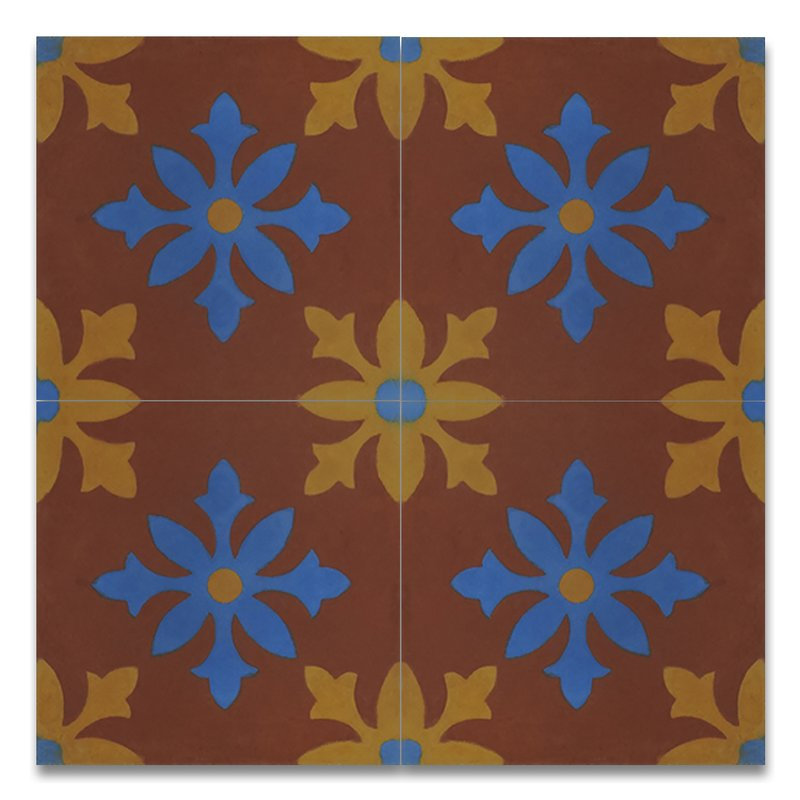 Azrou 8" x 8" Handmade Cement Tile in Multi-Color