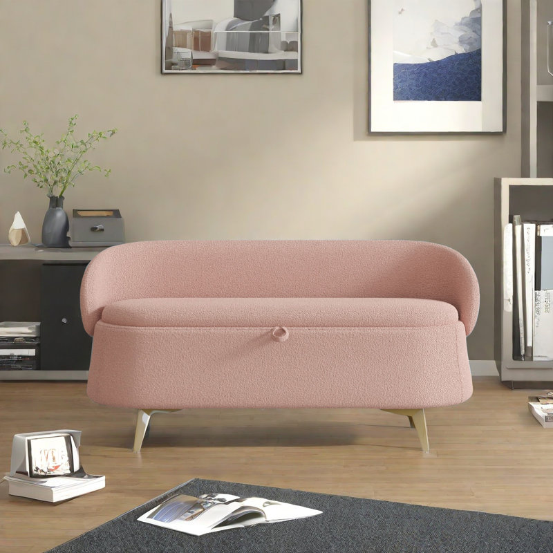 Banc de rangement, banc de repose-pieds avec espace de rangement, vestibule de salon, Rose