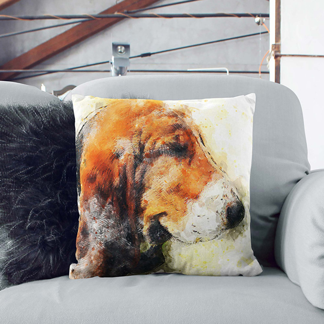 Basset Hound Dog Cushion with Filling