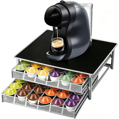 2 Tier Coffee Pod Holder 72 Capsules Storage Drawer
