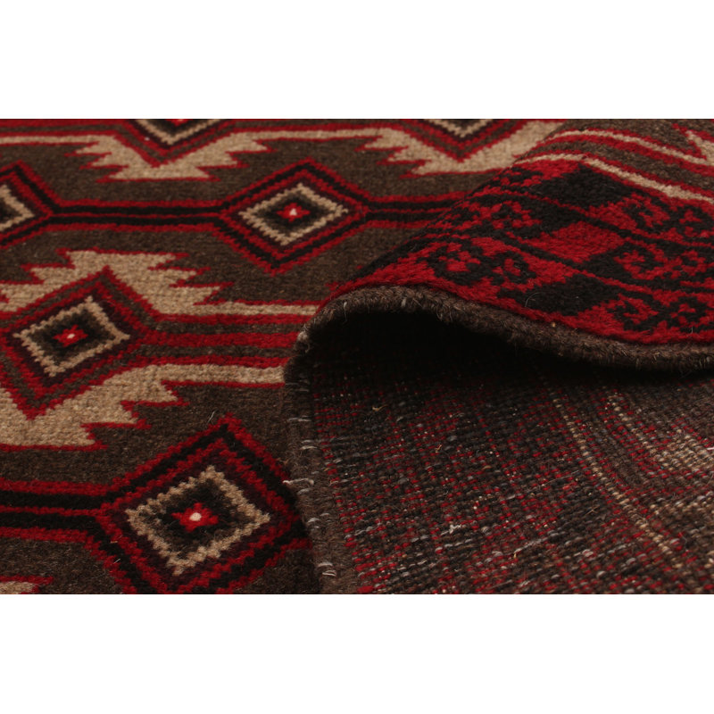One-of-a-Kind 3'2" x 5'5" 1980s Rectangle Wool Area Rug in Red