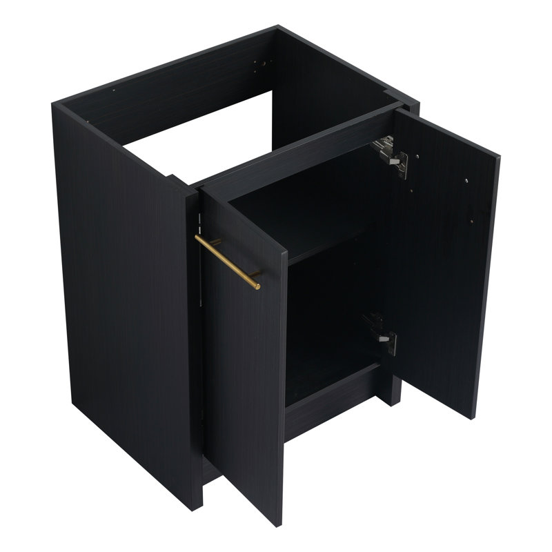 Meuble-lavabo autoportant de 24 po de style contemporain - Châtaignier noir 24 po avec design fonctionnel