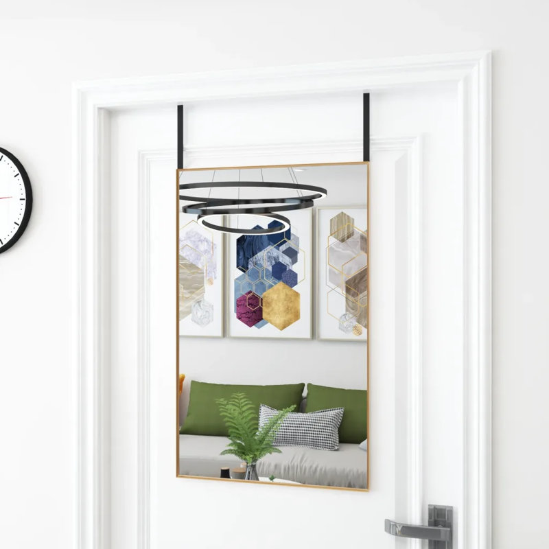Jerl Metal;Glass Flat Wall Mirror, Gold, 80cm H x 50cm W