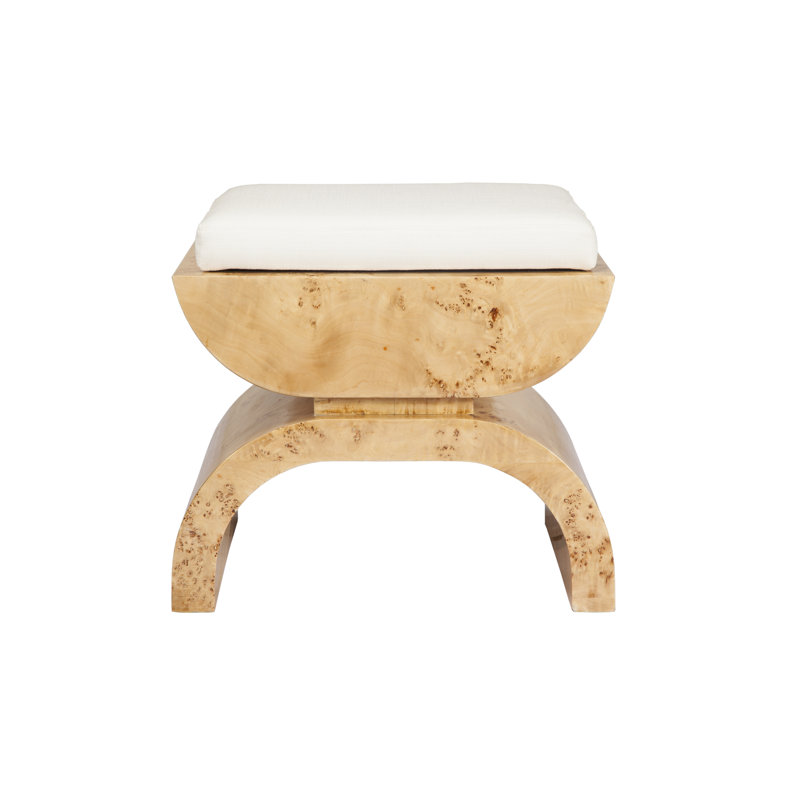 Biggs Upholstered Vanity Stool, Burl Wood