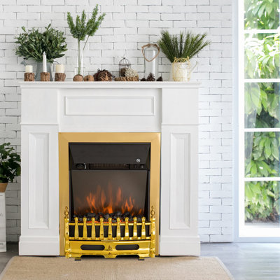 E Cairns 48.2cm W Gold Electric Fireplace with 2000 BTU