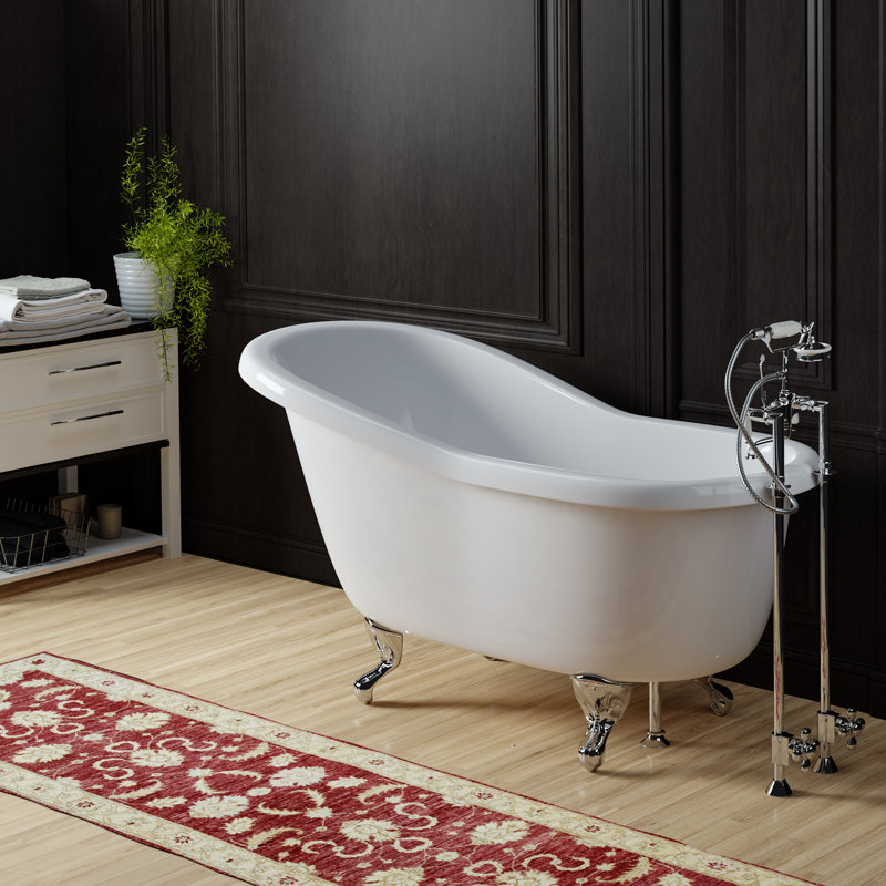 Fillmore 60'' x 30'' Soaking Acrylic Bathtub, Polished Chrome, White