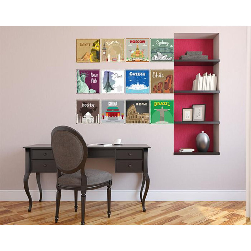 Décoration murale Voyageur, H 7 po x l 7 po x P 0,1 po