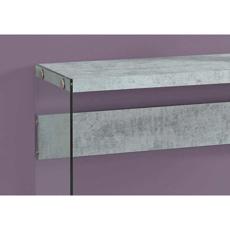 Accent Table, Console, Entryway, Narrow, Sofa, Living Room, Bedroom, Grey Laminate, Clear Tempered Glass, Contemporary, Modern