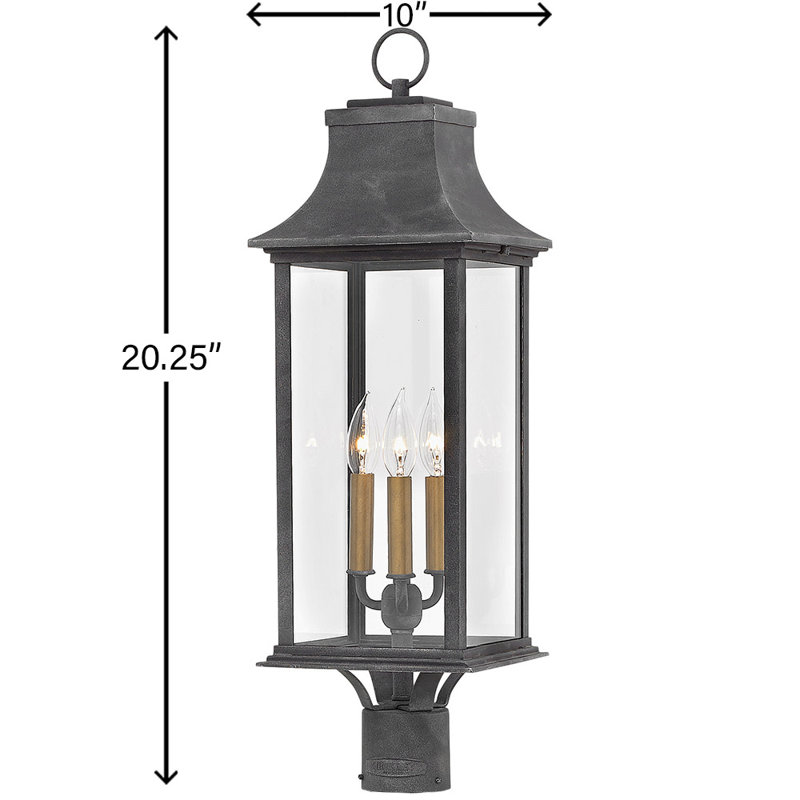 Adair 3-Light Outdoor Post Top or Pier Mount Coach Lantern - Aged Zinc