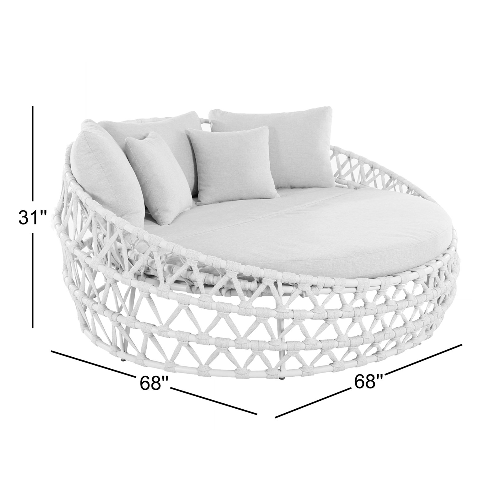 68" W Weather-Resistant Patio Daybed with Cushions