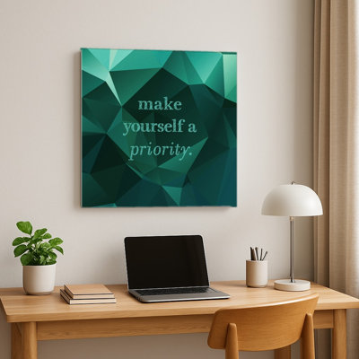 Faites de vous une priorité — Art mural carré en métal géométrique low-poly