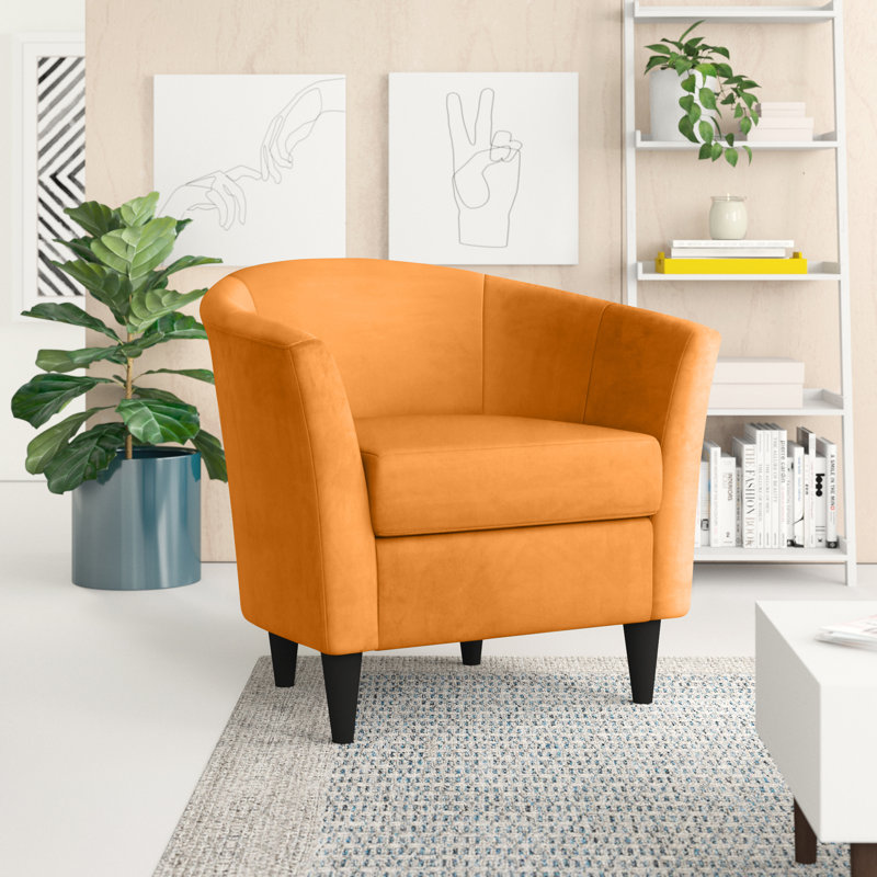 Fauteuil demi-tonneau l 31,5 po Kronos, Velours Chantal Performance Performance, Noir