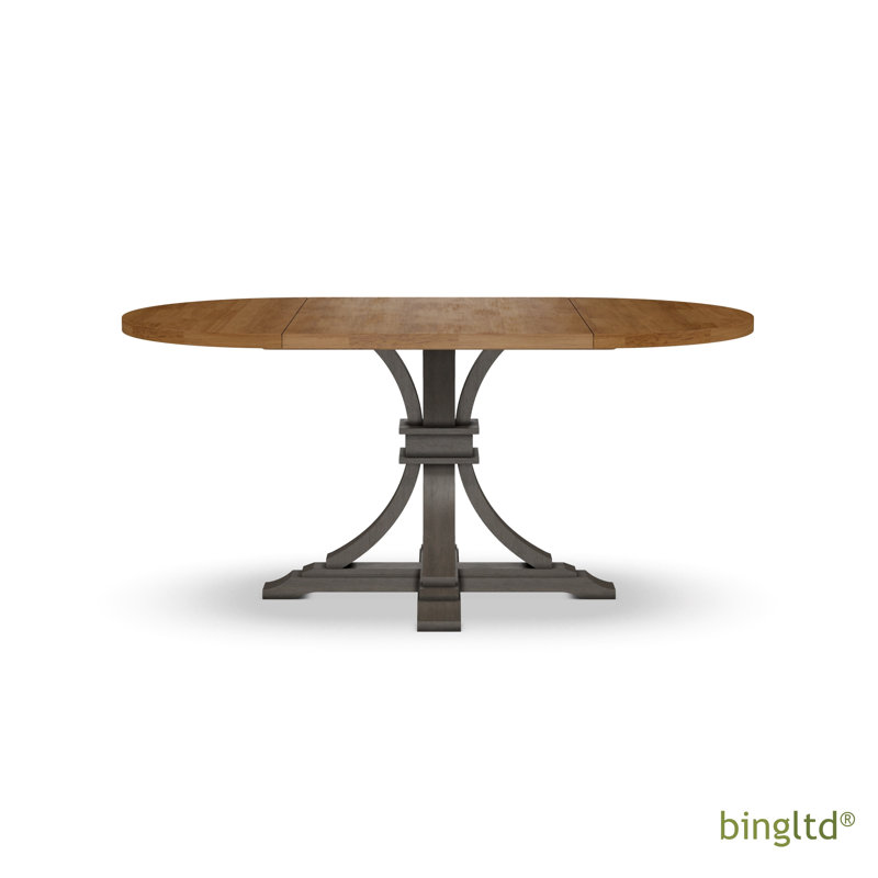 Ladislav Extendable Round Dining Table, Wheat/Nickel