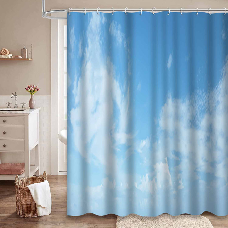 Rideau de douche bleu imperméable, rideaux de douche pour la salle de bain avec 12 crochets, 72" L x 72" W
