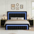 Diamond-Stitched Smart LED Velvet Bed With 2 RGB LED Nightstands – 3-Piece Bedroom Set