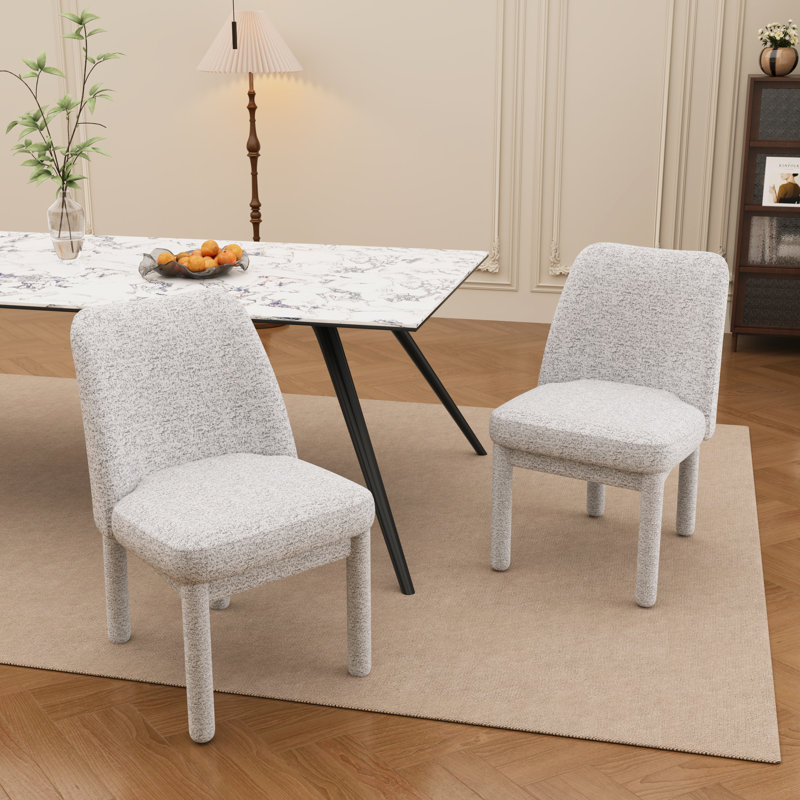 Chaise d'appoint rembourrée (ensemble de 2), Gris, Blanc