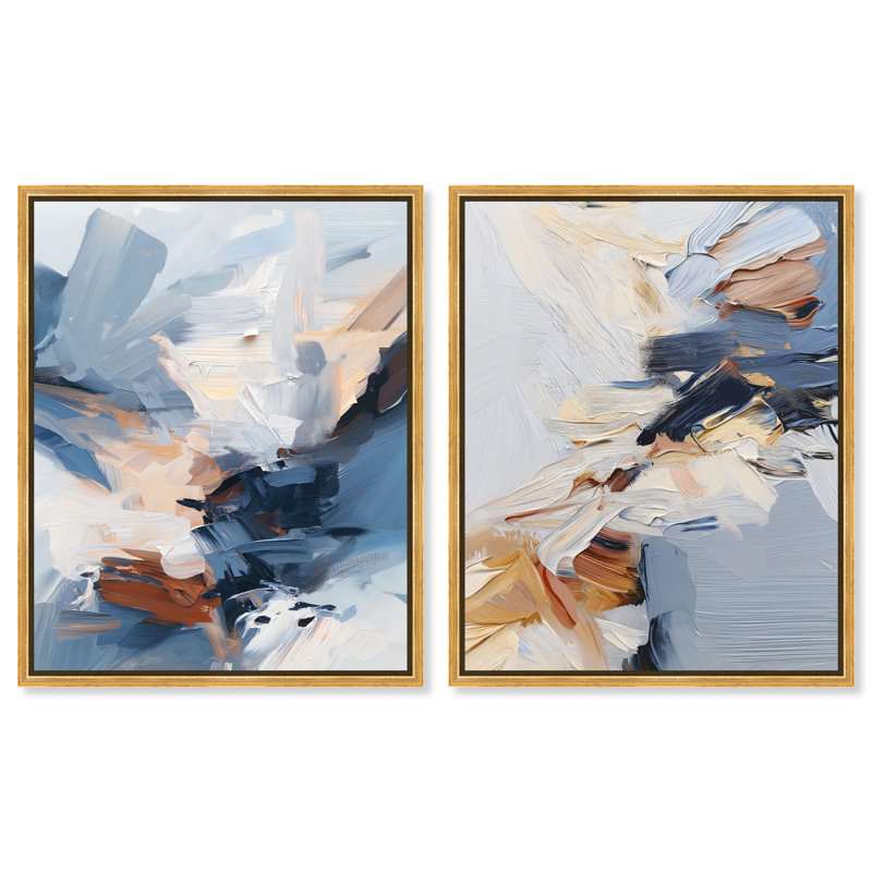 A Symphony in White I & II, ensemble de décorations murales imprimées en acrylique encadrées par Art Remedy, cadre doré, 16 x 20