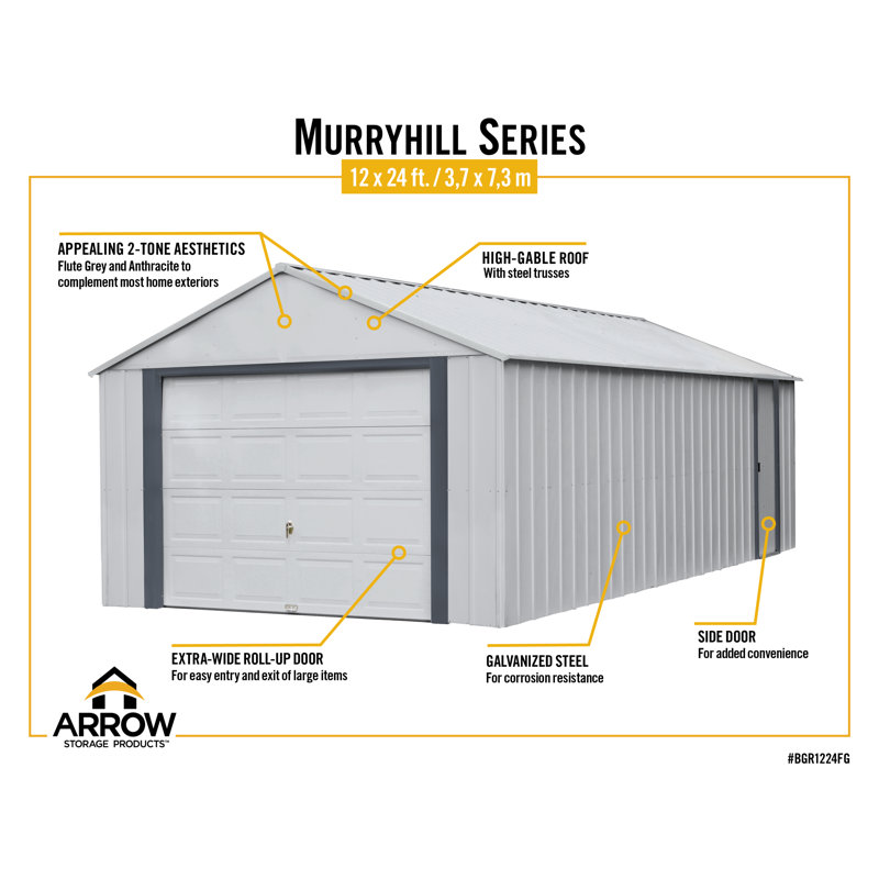 Murryhill 12' x 24' Gray Galvanized Steel Garage Kit