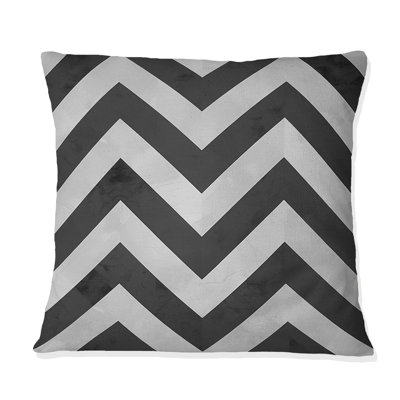 Coussin moderne noir et blanc à chevrons modernes IV