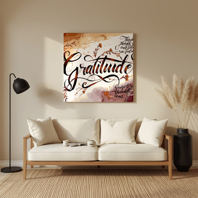 Art mural en métal beige, "Thanksgiving Thankfulness"