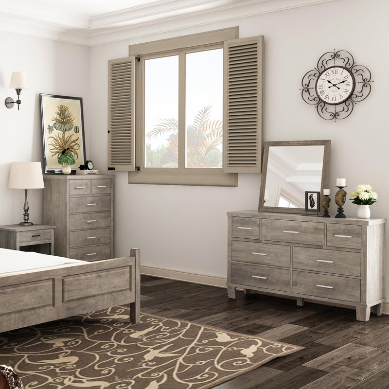 Commode 6 tiroirs pour la chambre à coucher, commode en bois de 45,3 po de hauteur et commodes à tiroirs profonds, commode de commode moderne avec poignées en métal pour le salon, le couloir, l'entrée