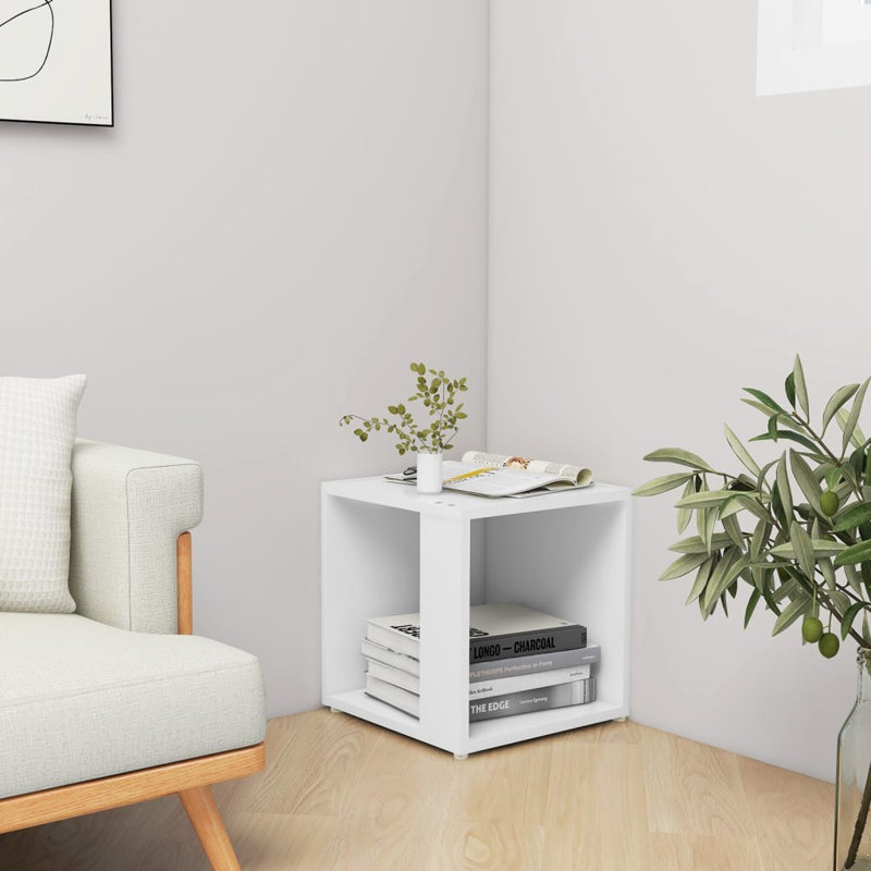 Bithiah Block End Table, White