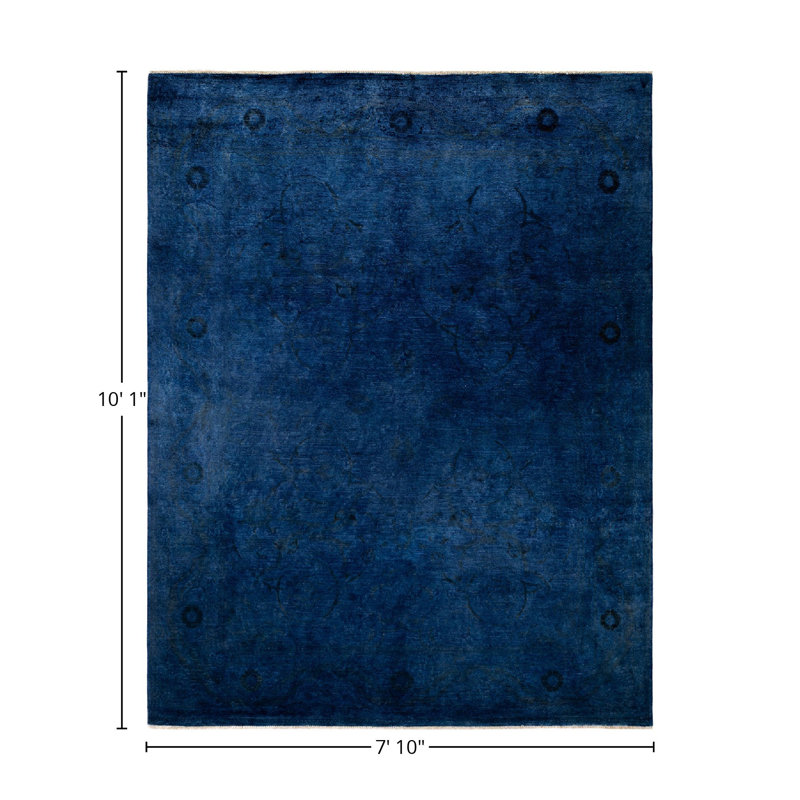 Tapis unique bleu 7 pi 10 po x 10 pi 1 po Ted