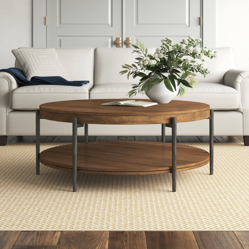 Ashley Solid Wood Top Coffee Table, Walnut