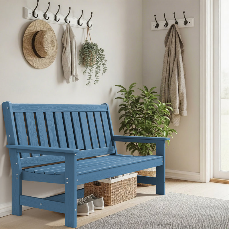Outdoor Bench - Durable Garden Bench for Patio and Lawn, Navy
